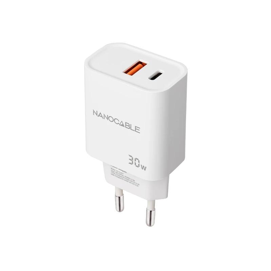 Nanocable Cargador USB-C/PD+USB-A/QC 30W Blanco 1
