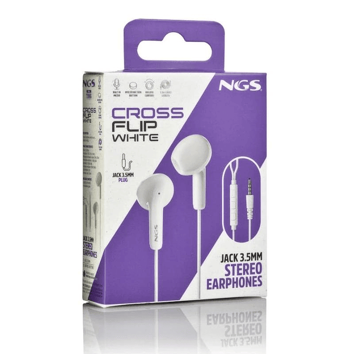 NGS Auricular Blanco Estéreo con cable JACK 3.5 mm 4