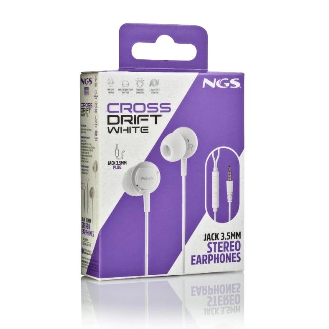 NGS Auricular CROSSDRIFT Blanco cable JACK 3.5 Mm 4