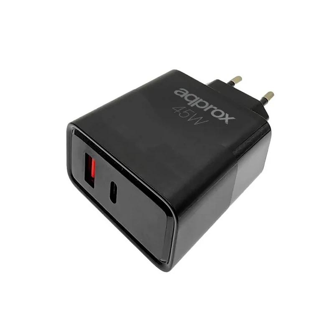 APPROX CARGADOR 45W QC 1 X USB A+ 1 X USB C+CABLE 2