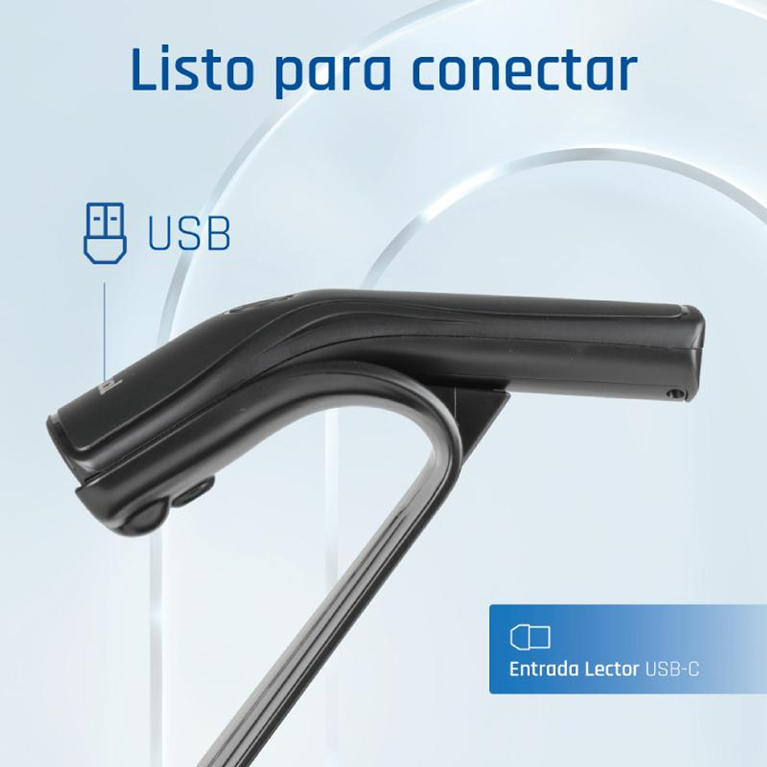 iggual Lector código barras 2D USB botón soporte 3