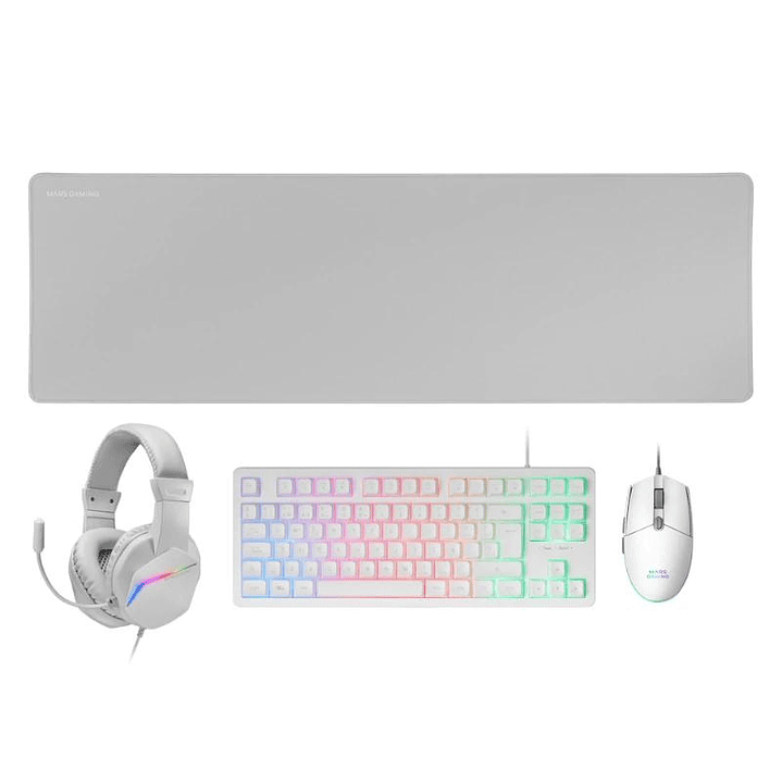 MARS GAMING Combo Gaming MCP-RGB3W 4EN1 BlancO 1
