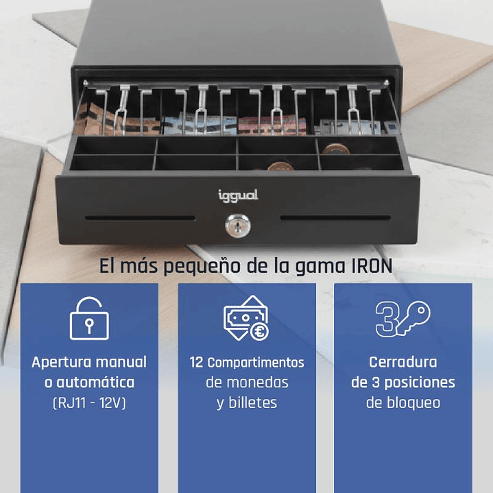 iggual Cajón Portamonedas IRON-XS 33cm 4+8 negro 3