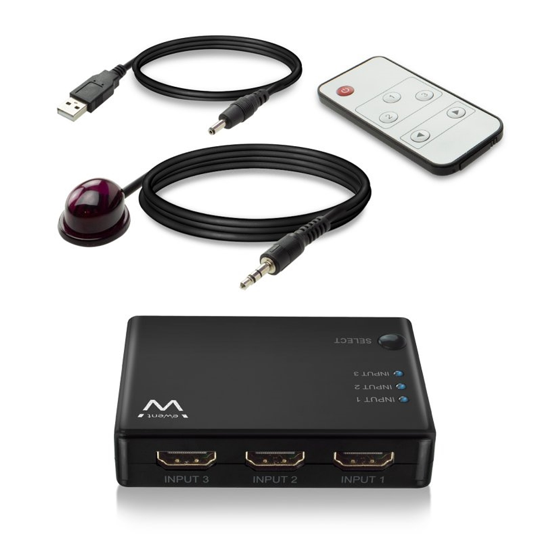 EWENT EW3730 Switch HDMI 4K 3x1con mando distancia 1