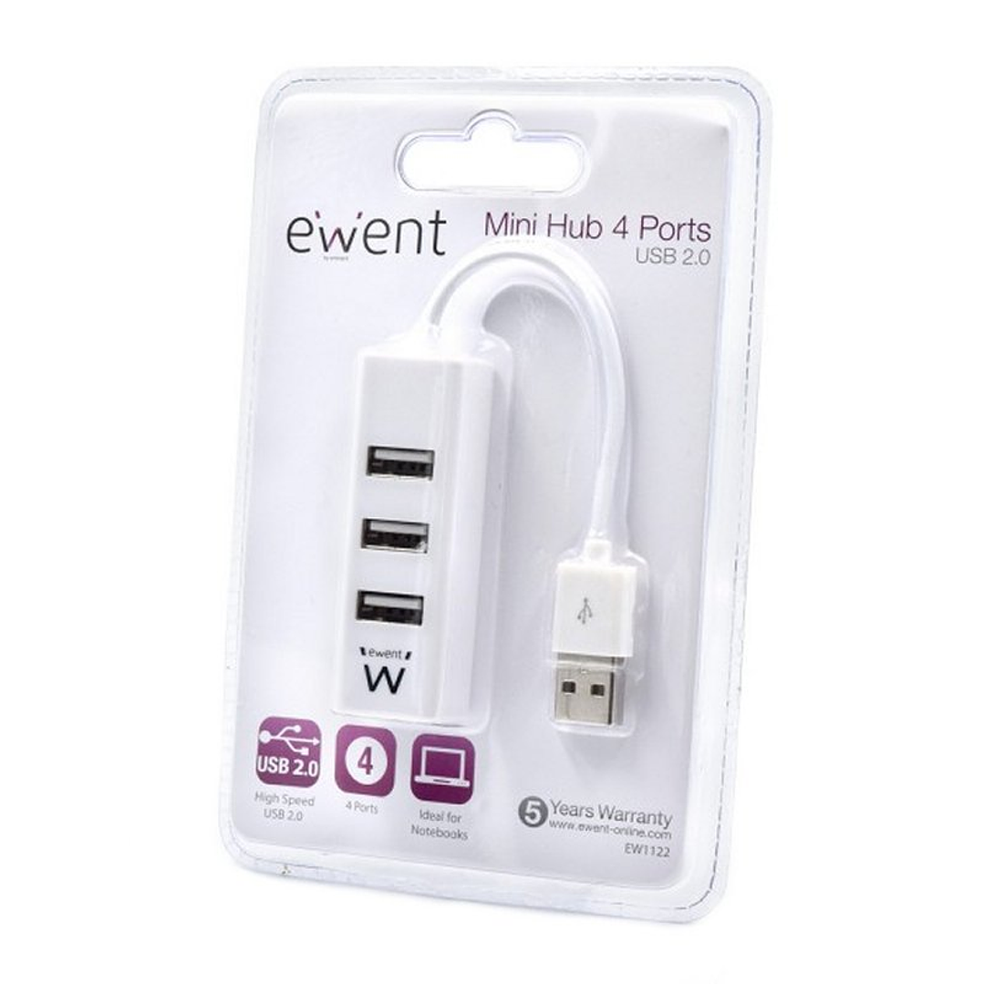 EWENT EW1122 MINI-HUB USB 4 PUERTOS BLANCO 2