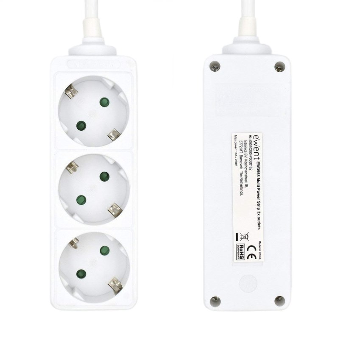 Ewent Ew3958 Regleta 3 tomas Blanco 2