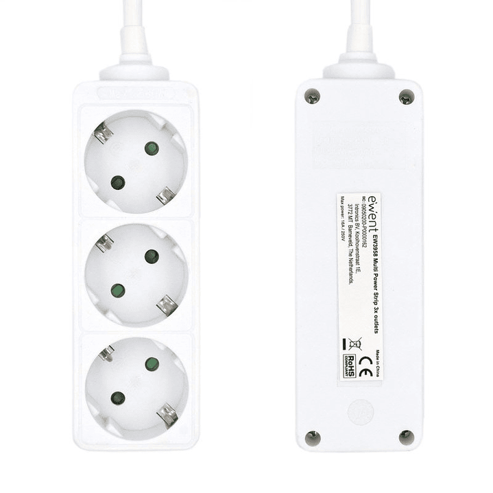 Ewent Ew3958 Regleta 3 tomas Blanco 2