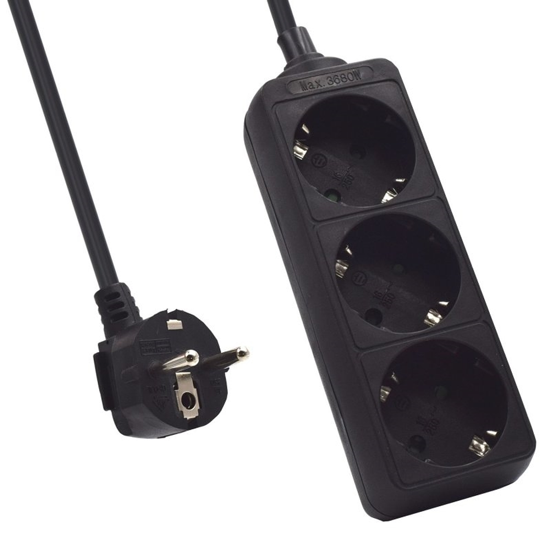 Ewent Ew3959 Regleta 3 tomas Negro 1