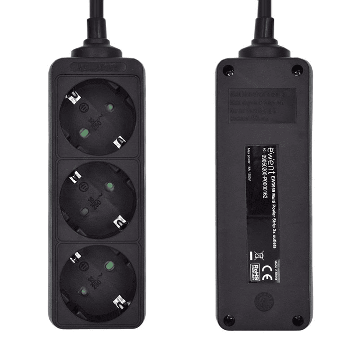 Ewent Ew3959 Regleta 3 tomas Negro 2