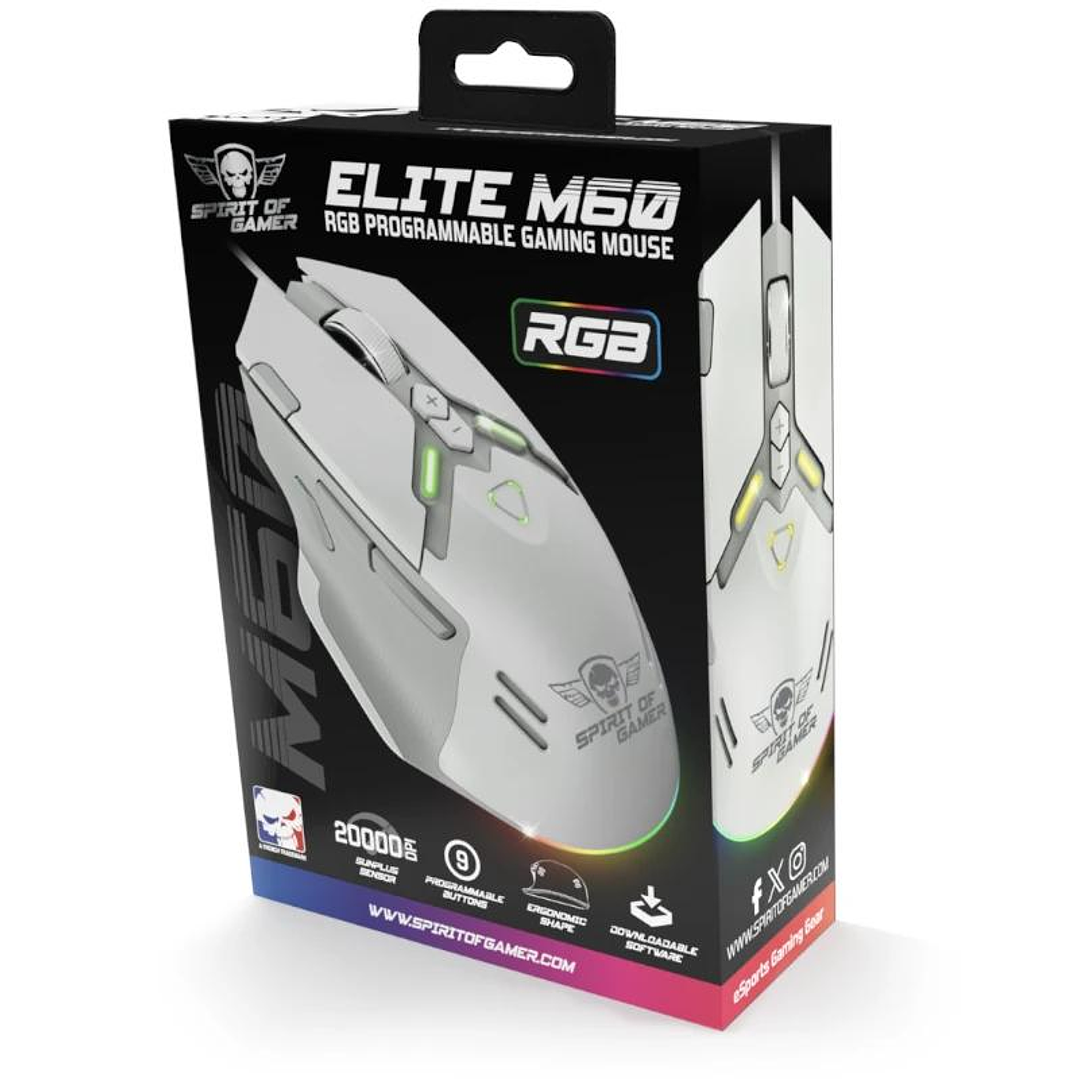 Spirit of Gamer Ratón Elite M60 Blanco RGB 3