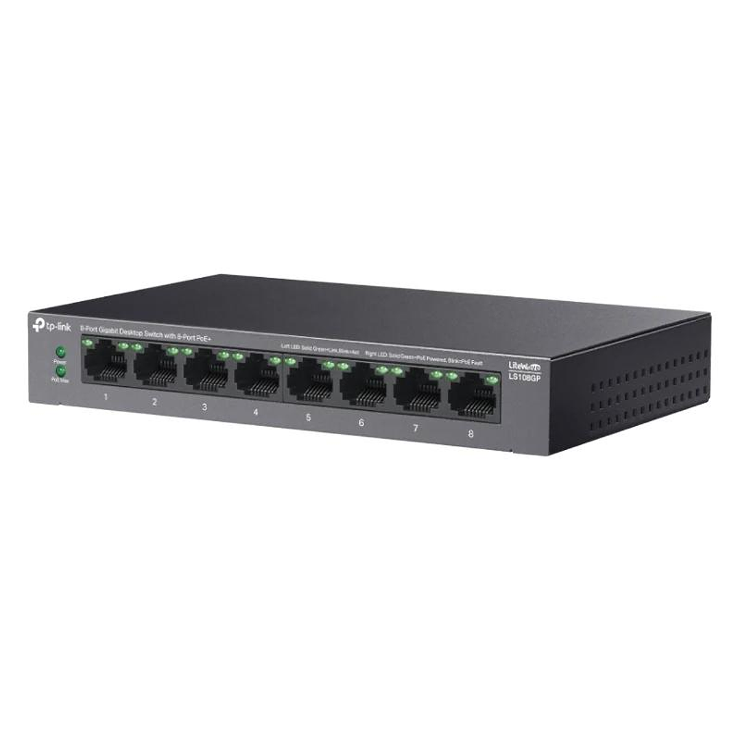 TP-Link LS108GP Switch 8xGb PoE+ 62W Desktop 3