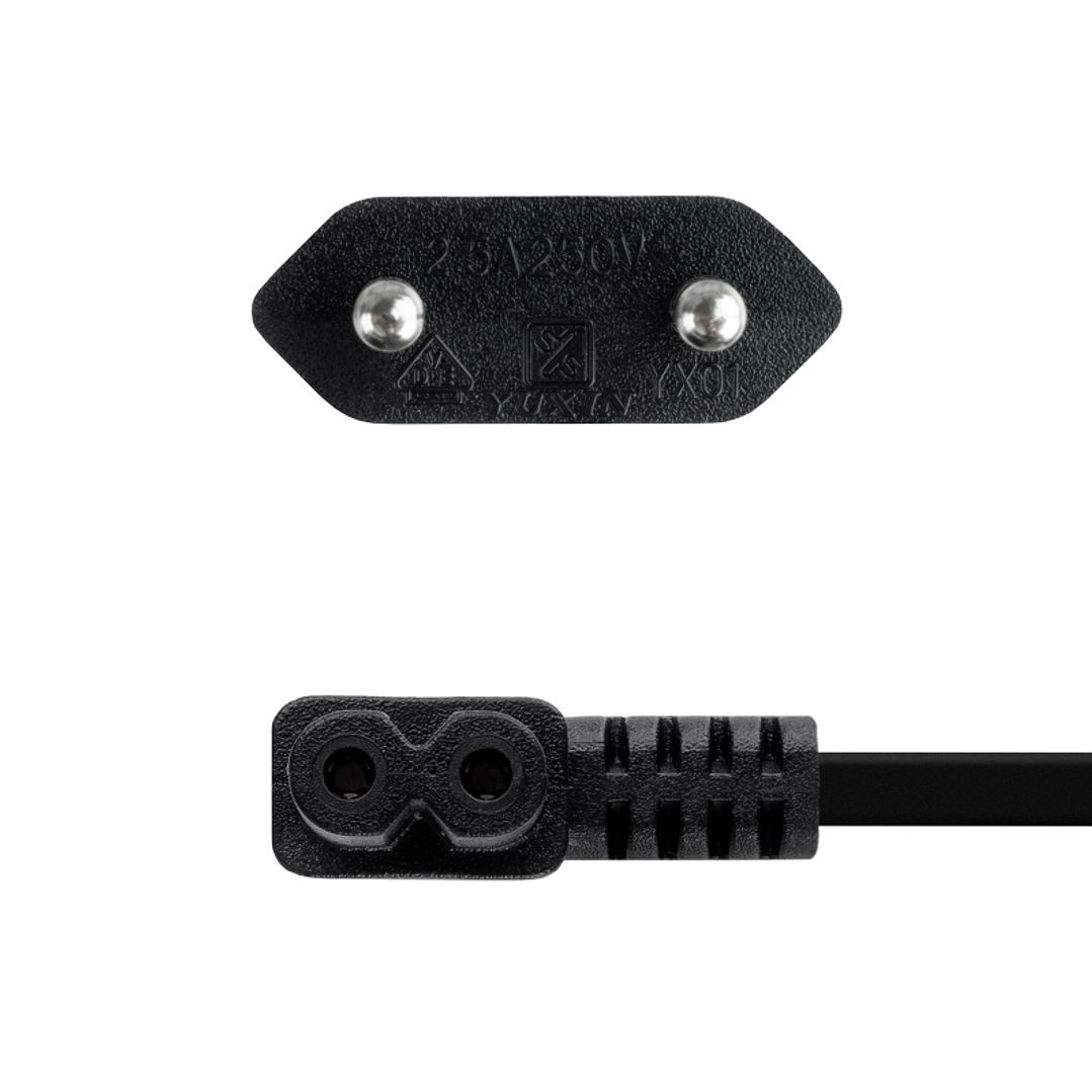 Nanocable Cable Alim. forma 8 Acodado CEE7/C7 1.8m 3