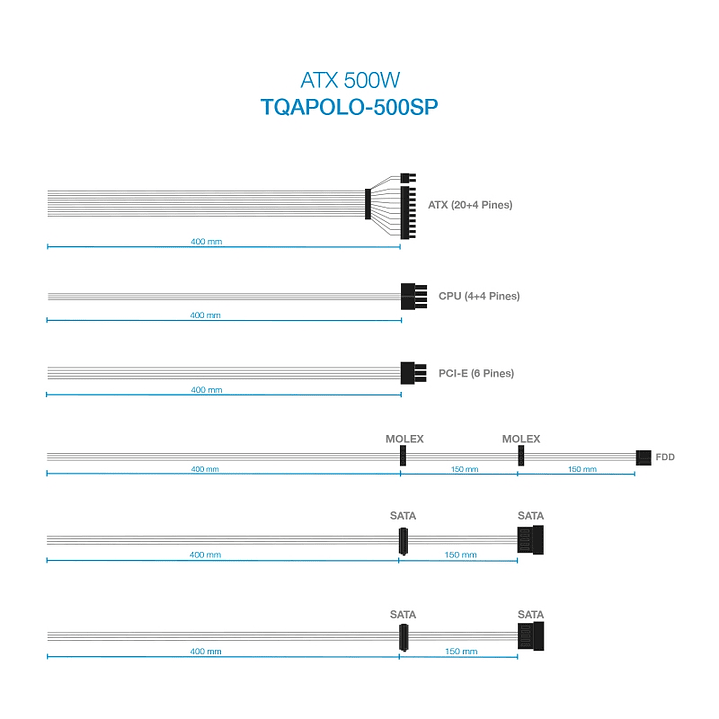Tooq Fuente Alimentación TQAPOLO-500SP 500W PFC 3