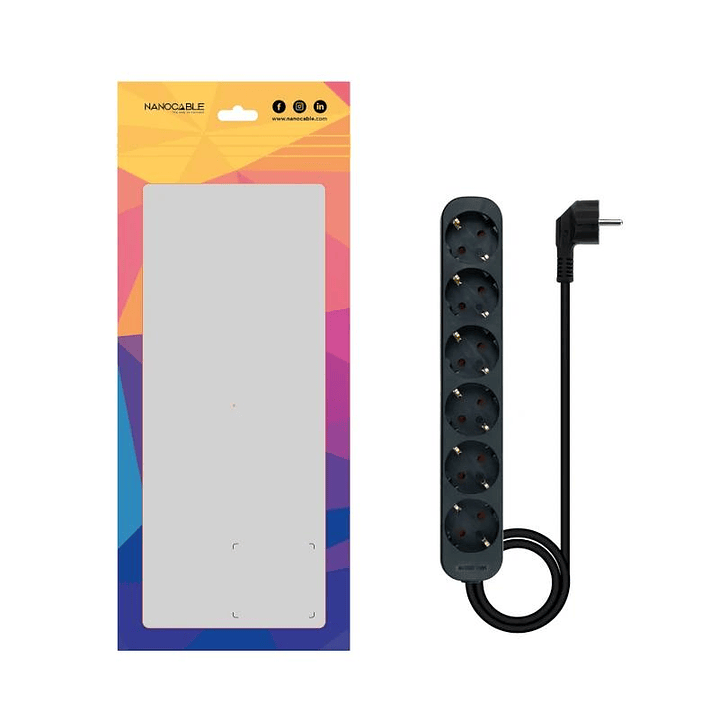 Nanocable Regleta de Enchufes 6 Tomas 1.4 m Negro 2