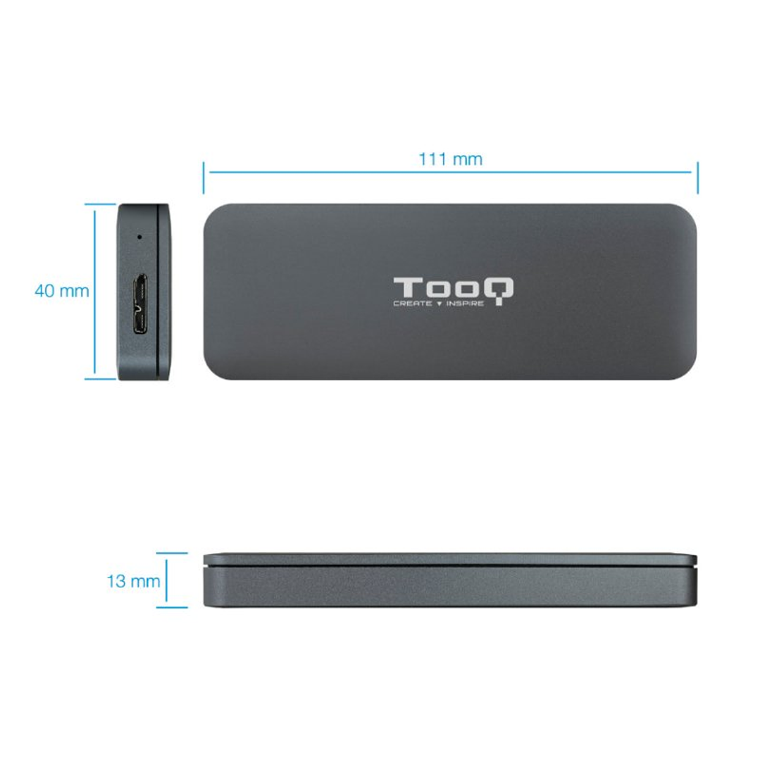 Tooq Caja Externa para discos SSD M.2 NGFF USB 3