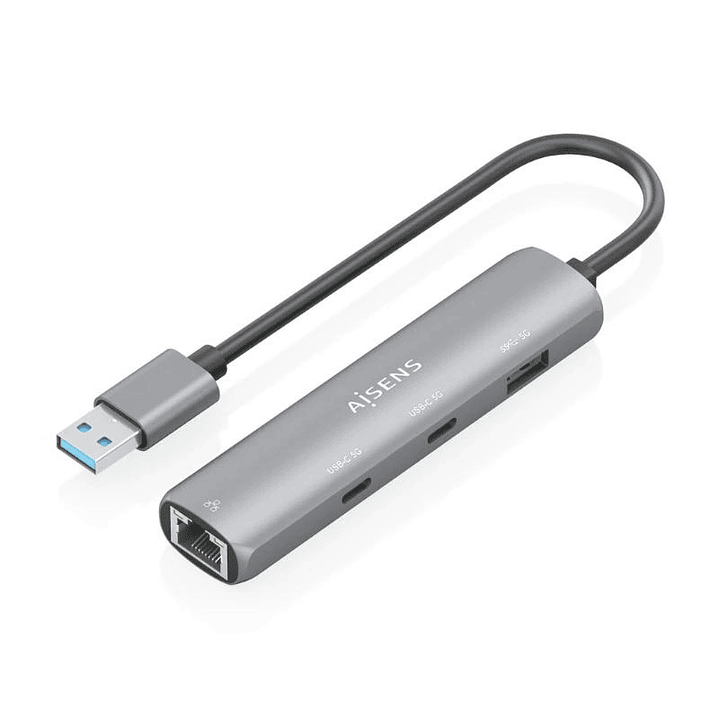 Aisens USB-A 3.0 Dock a RJ45 Hub 2xUSB-C 1xUSB-A 1