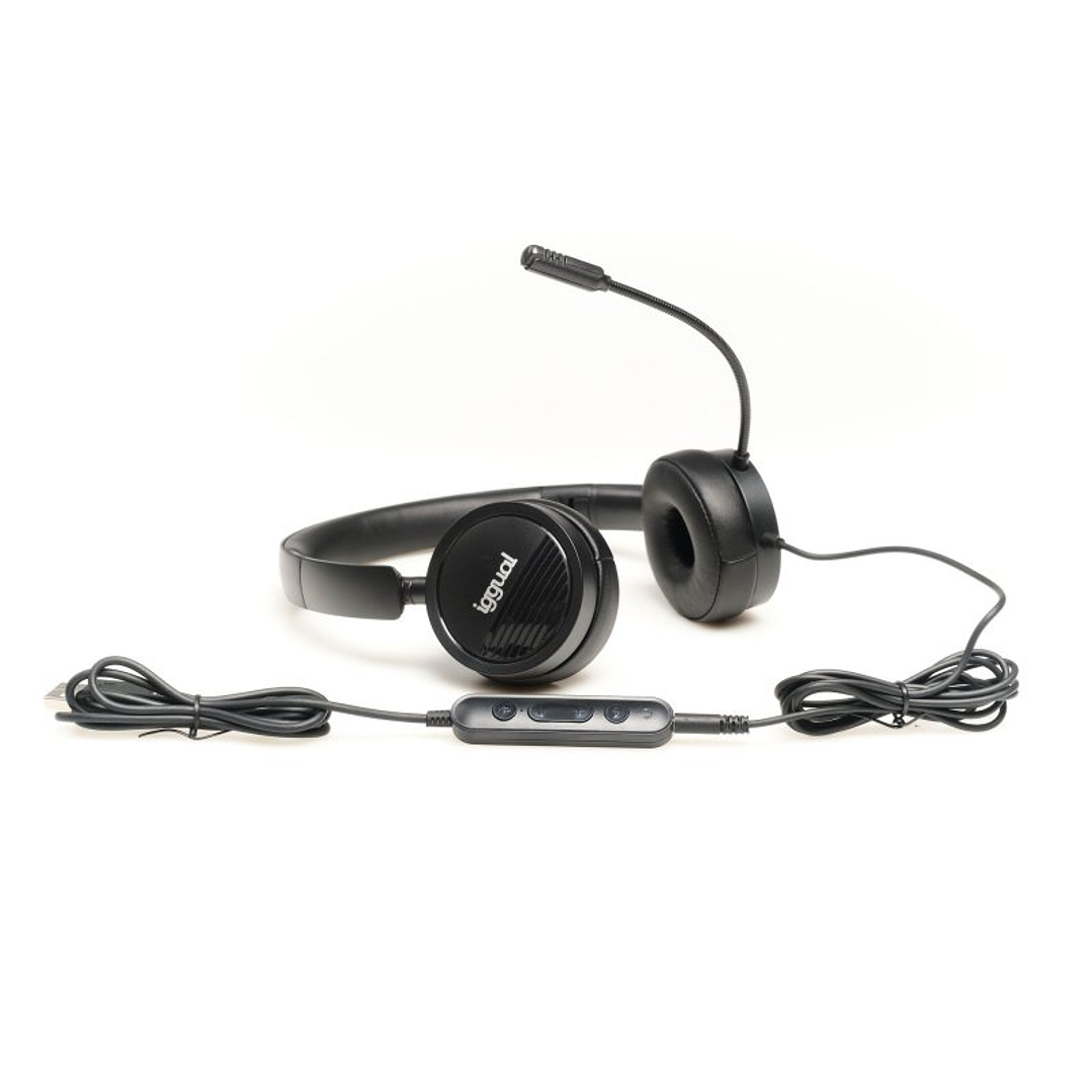 iggual Auriculares con micro Dual Tech USB/3,5 mm 3
