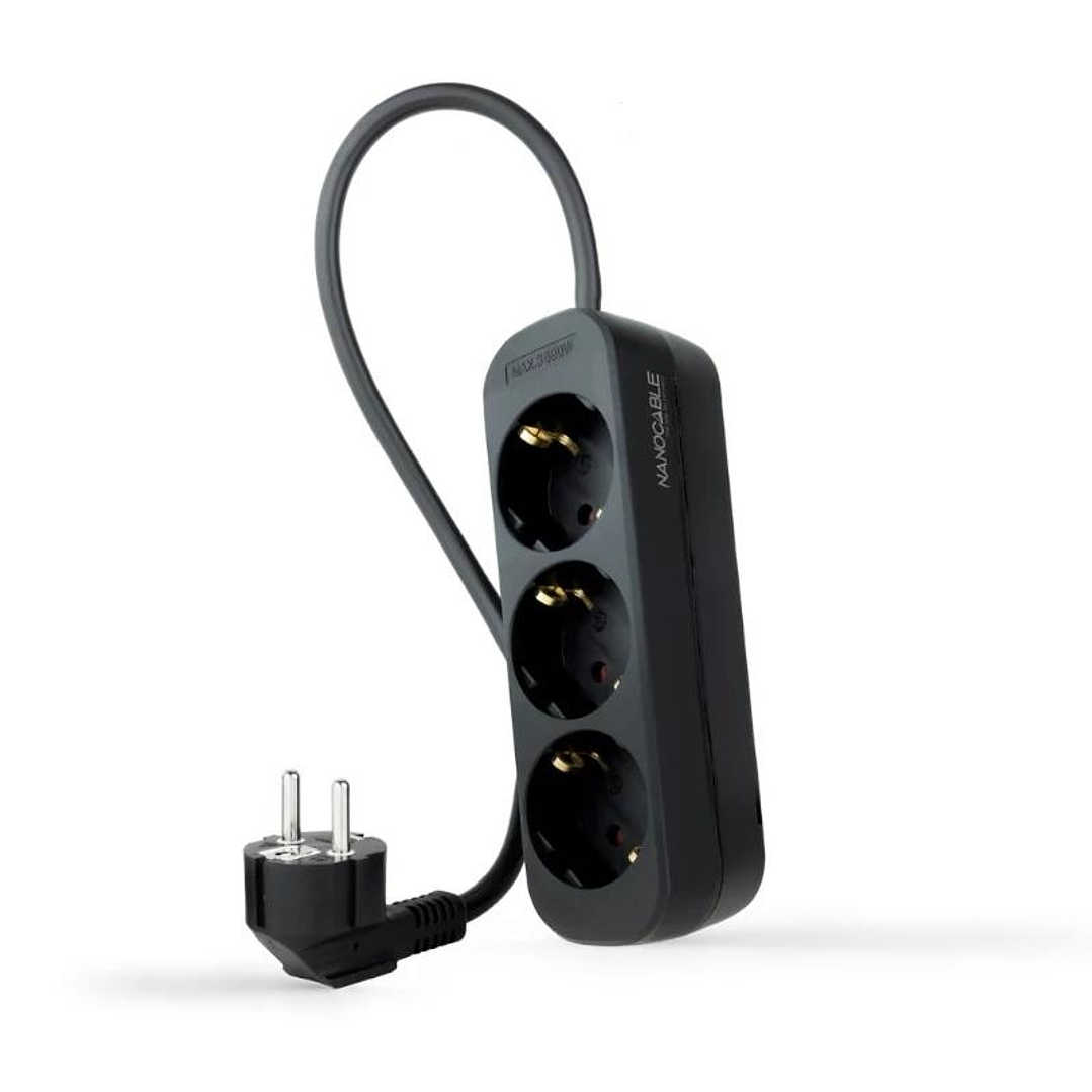 Nanocable Regleta de Enchufes 3 Tomas 1.4 m Negro 1