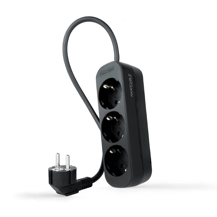 Nanocable Regleta de Enchufes 3 Tomas 1.4 m Negro 1