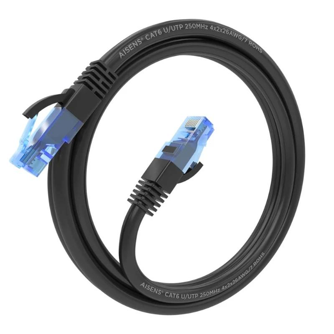 Aisens Cable RJ45 Cat.6 UTP AWG26 CCA Negro 2.0M 2