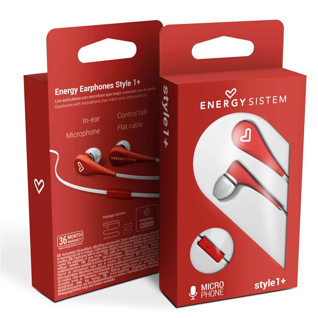 Energy Sistem Auricular Intrauditivo Style 1 Rojo 4