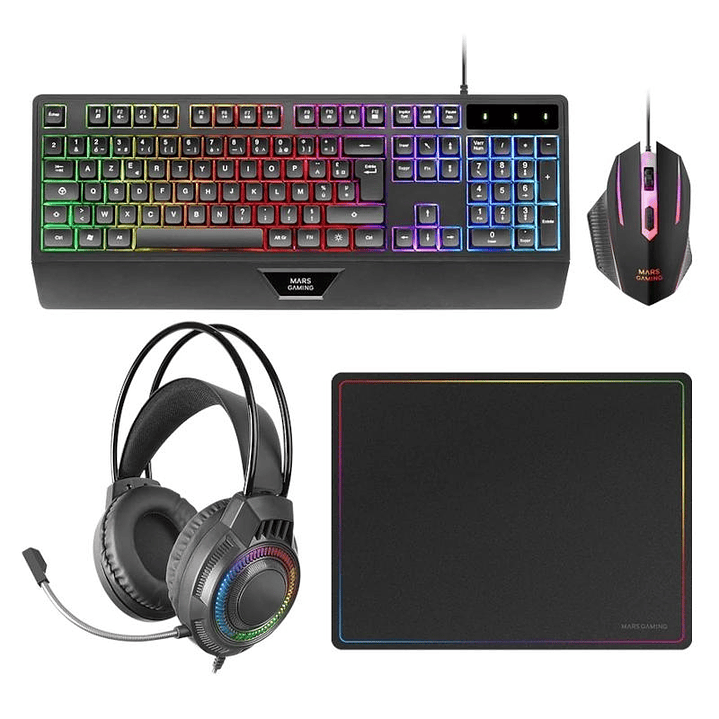 MARS GAMING TECLADO+RATON+ALFOMBRILLA+AURICULAR 1