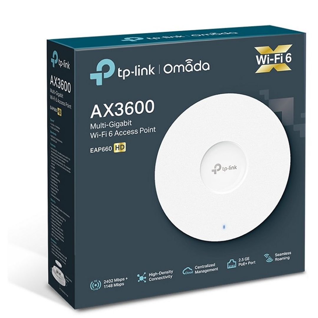 TP-Link EAP660HD AP WiFi6 AX3600 Techo Dual 1x2.5G 2