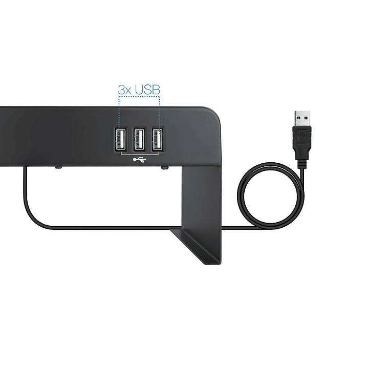 Tooq Soporte elevador monitor/portátil 3xUSB negro 3
