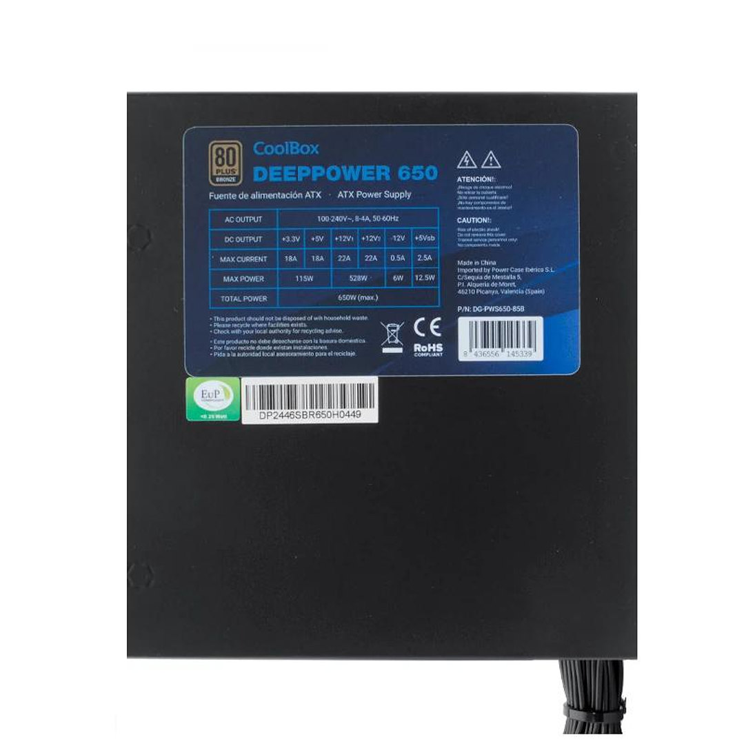 Coolbox Gaming Fuente Al. DeepPower 650w 80+bronze 3