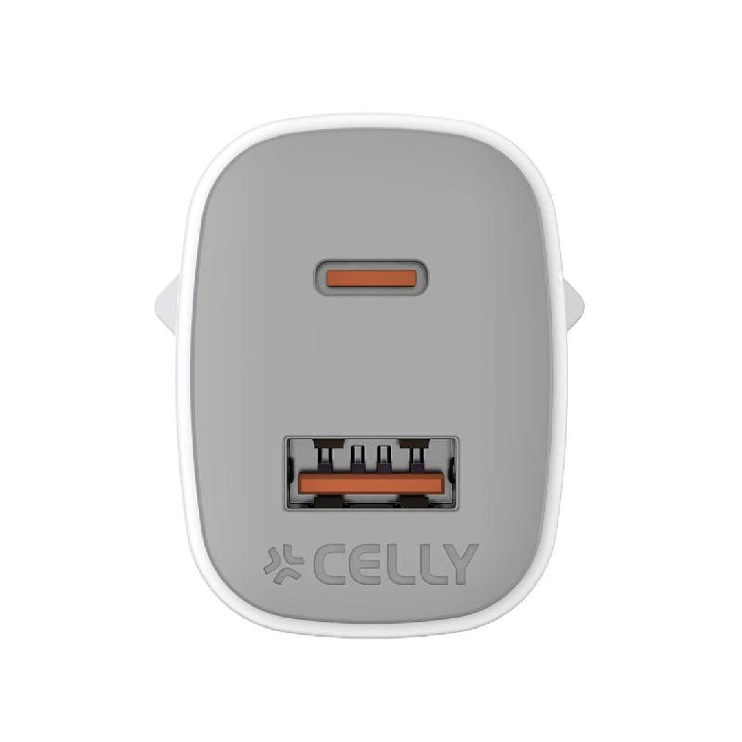 Celly Cargador Gan  1USB 1USBC 35w WH 3