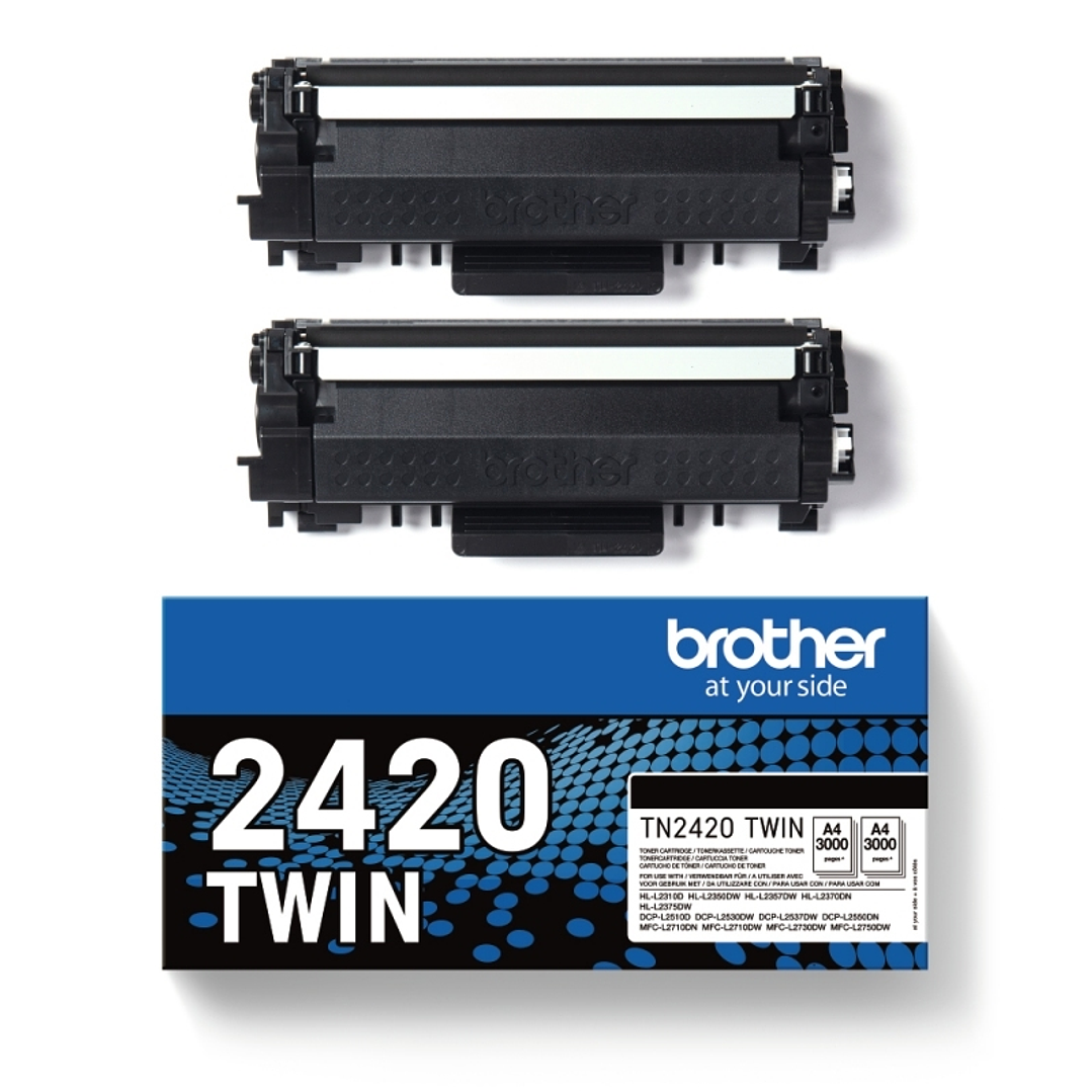 Brother Tóner TN2420TWIN Negro Pack 2 uds 1