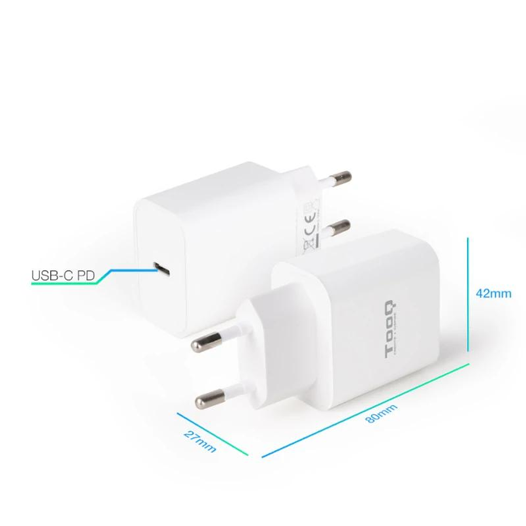 Tooq Cargador pared USB-C PD3.0 20W Blanco 3