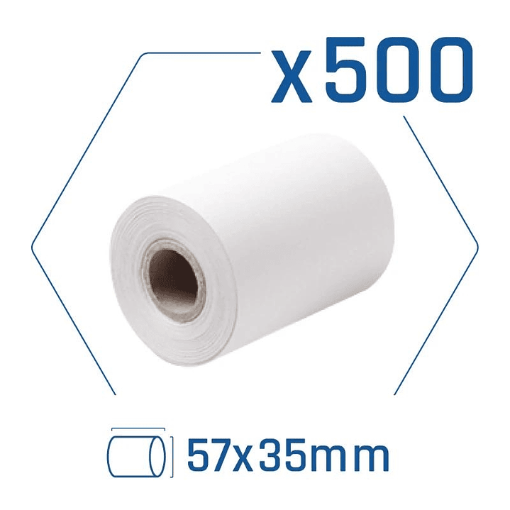 Pack 500 rollos papel térmico datáfono 57x35 mm 1