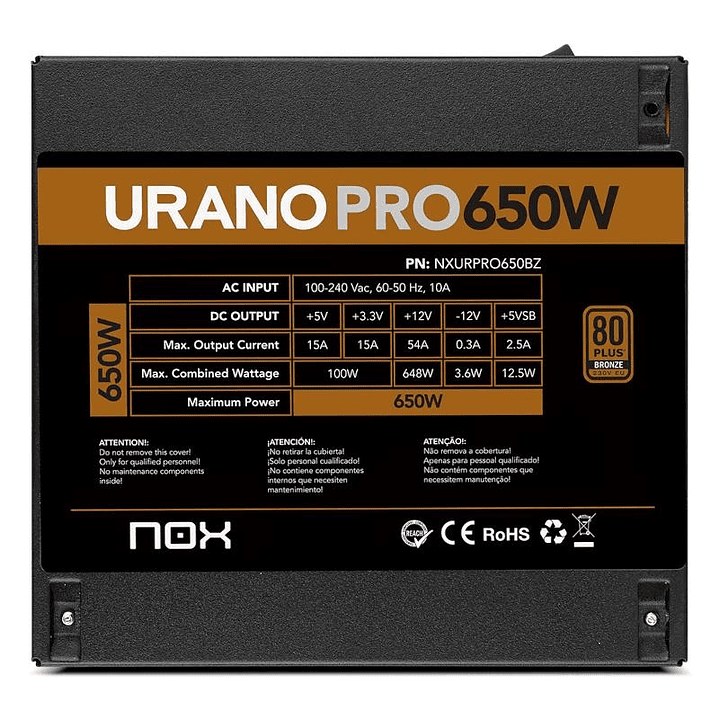 NOX  Fuente ATX Urano PRO 650W Bronze 4