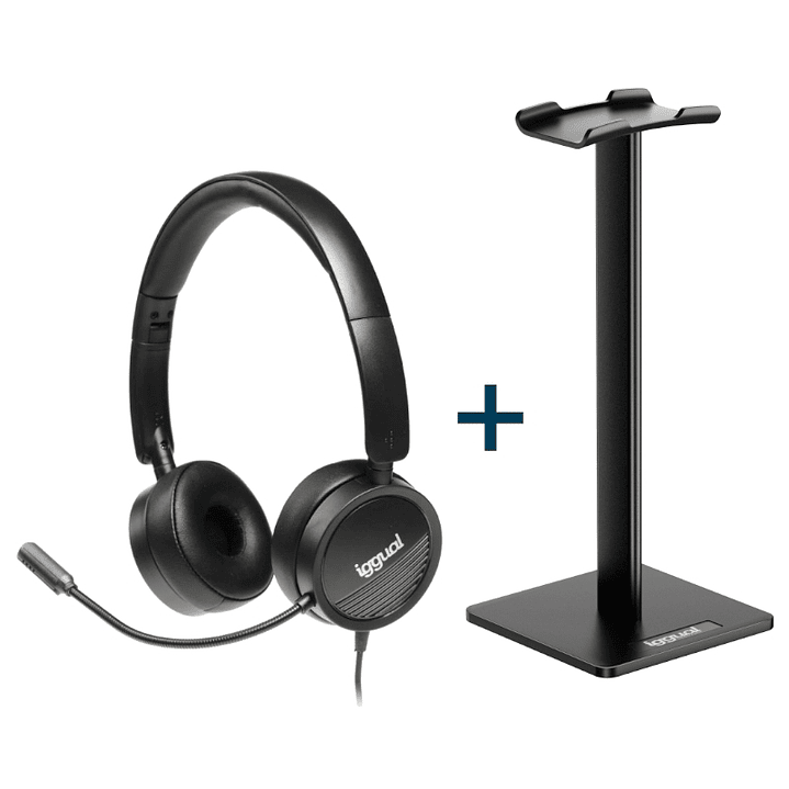 iggual Kit auriculares Dual Tech + soporte SA22 1