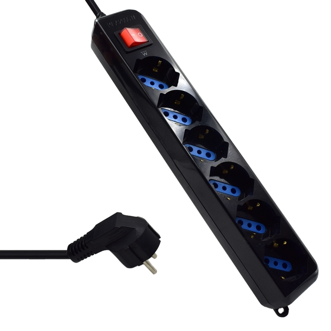 Ewent EW3924 Regleta 6 tomas con proteccion Negro 1