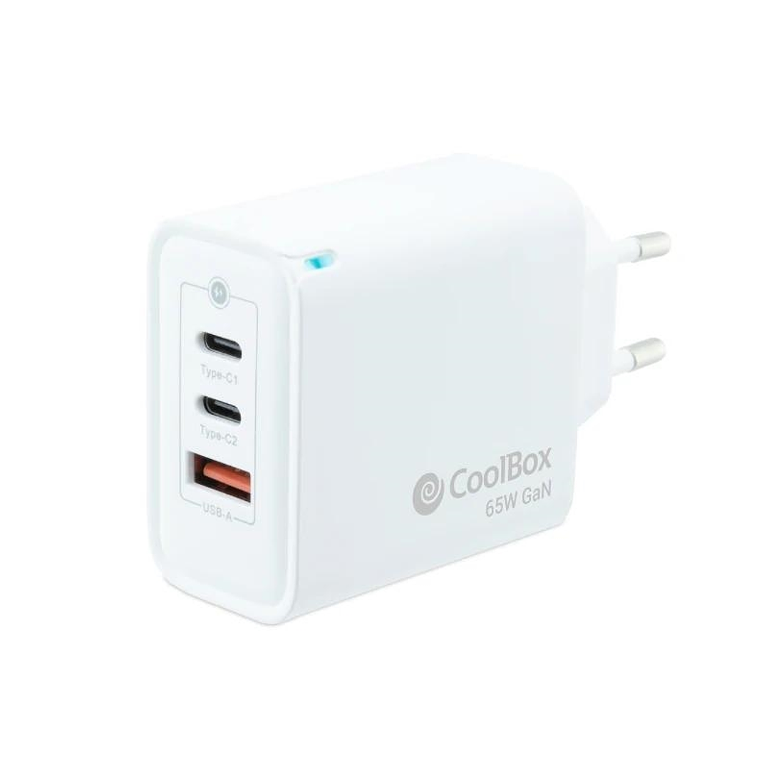 Coolbox Cargador Pared GAN 65W USB-C/USB-C/USB-A 1
