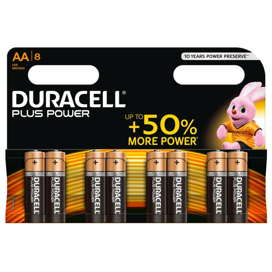 Duracell Plus Power Pila Alcalina AA LR6 Blister*8 1