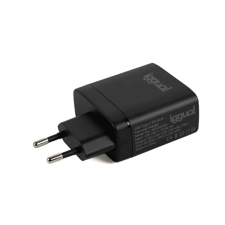 iggual Cargador rápido USB PD tipo C 45W GaN 3