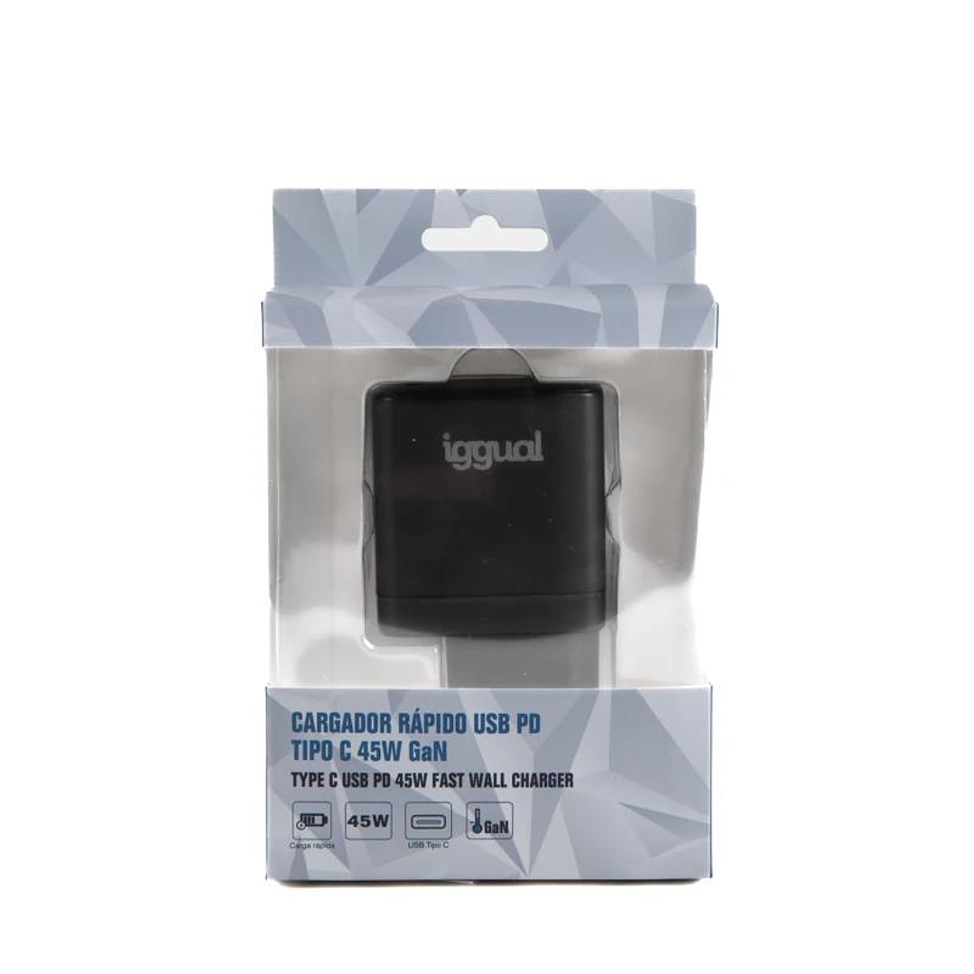 iggual Cargador rápido USB PD tipo C 45W GaN 4