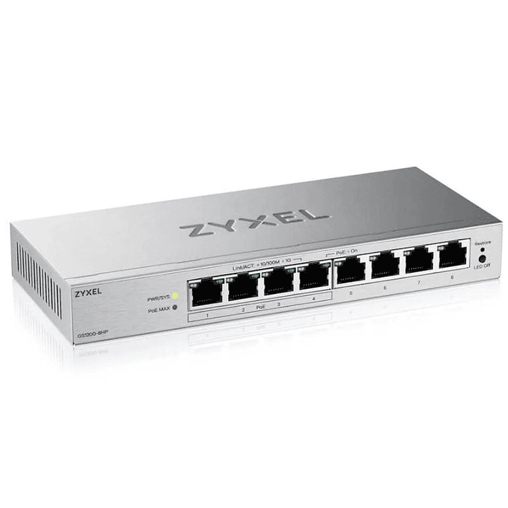 ZyXEL GS1200-8HPv3 Switch 8xGb (4xPoE+) 68W 2