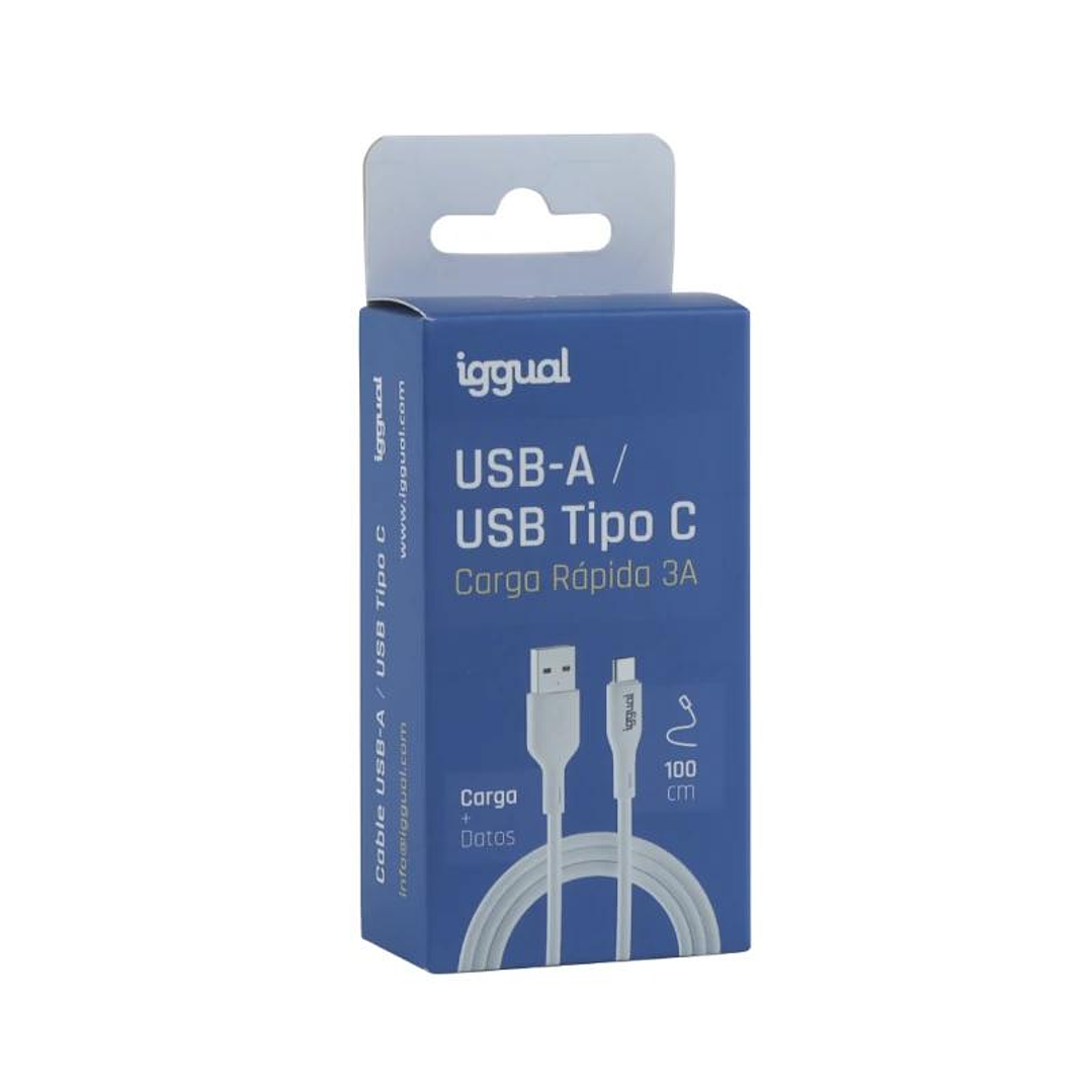iggual Cable USB-A/USB-C 100 cm blanco Q3.0 3A 3