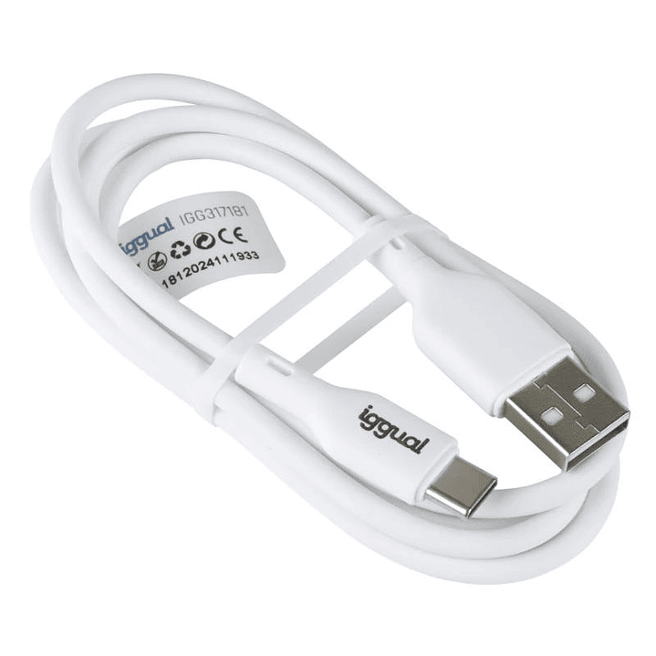 iggual Cable USB-A/USB-C 100 cm blanco Q3.0 3A 4