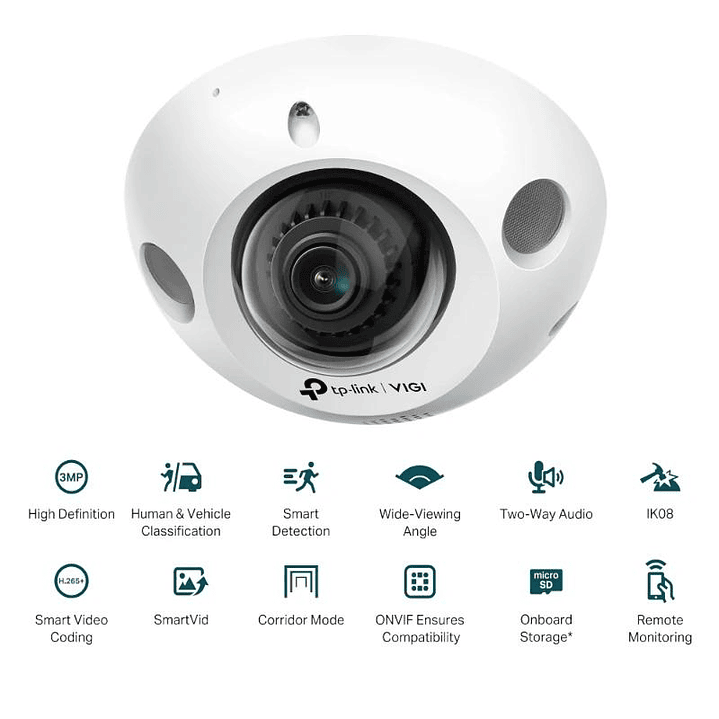 VIGI Cámara IP C230I Mini Dome 3MP Plástico IR 2.8 2