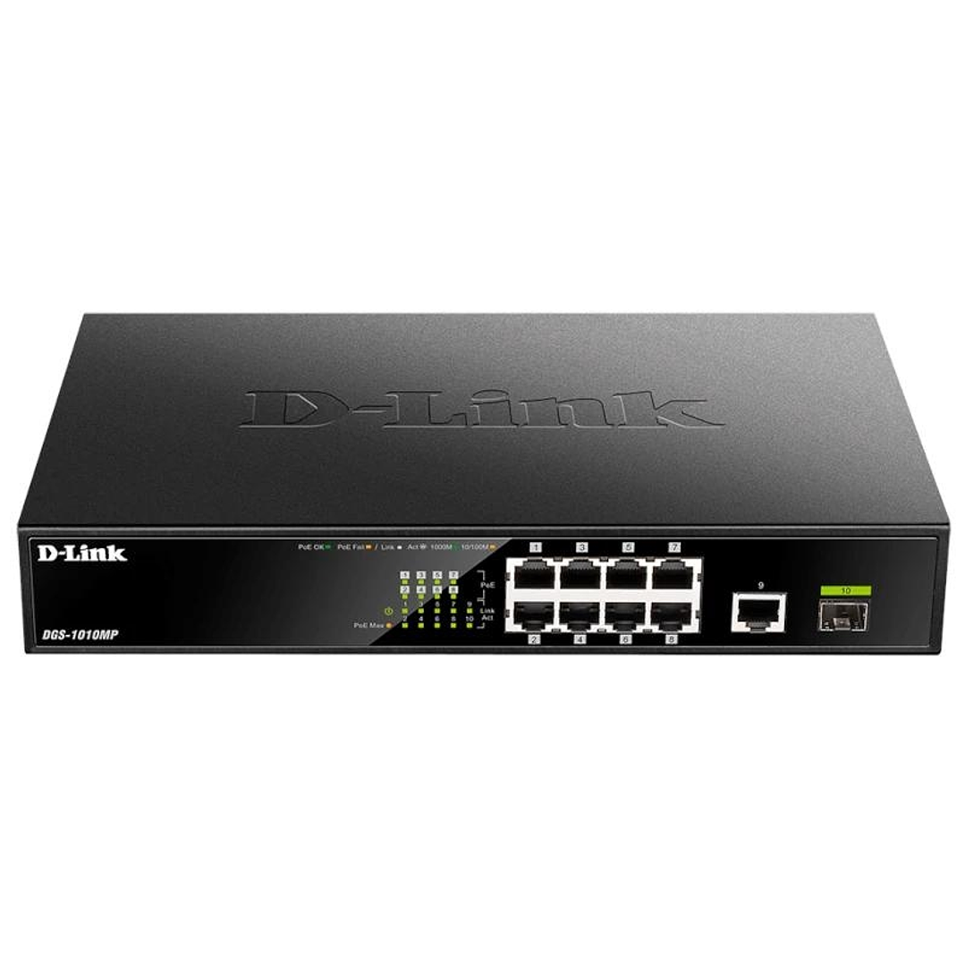 D-Link DGS-1010MP/E Switch 8xG PoE 1xG Up 1xG SFP 1