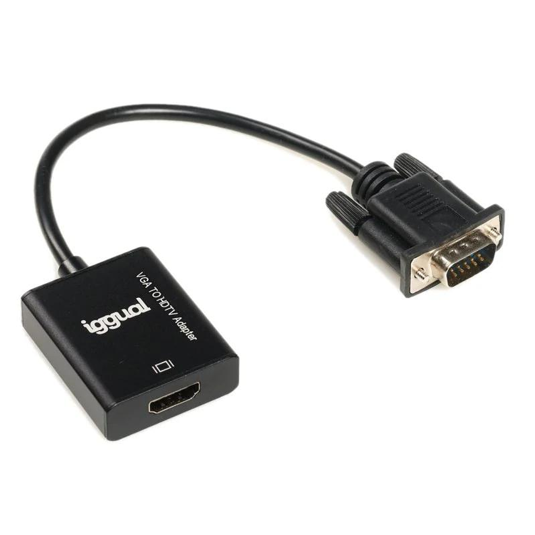 iggual Adaptador VGA a HDMI + audio + microUSB 3