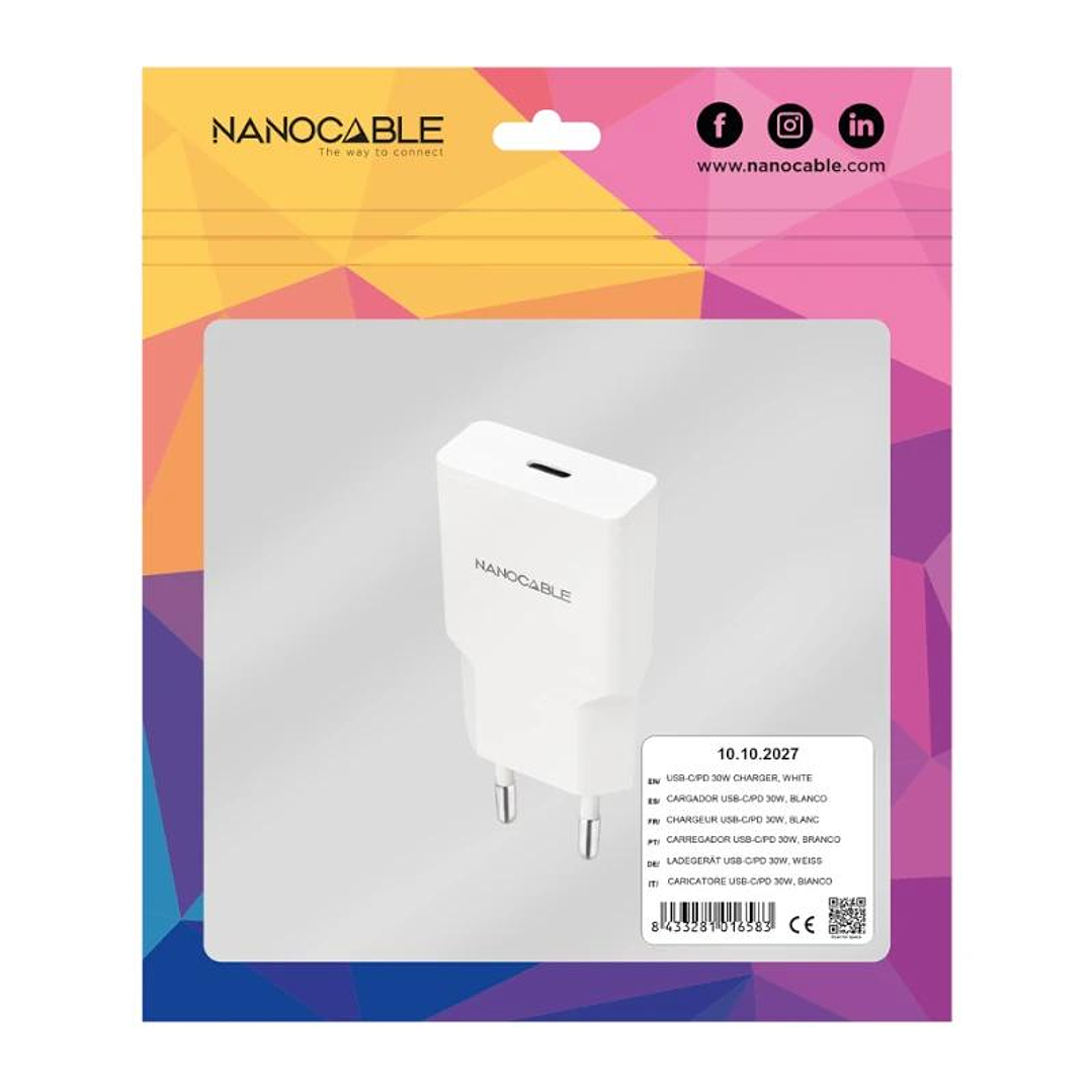 Nanocable Cargador USB-C/PD 30W   Blanco 3
