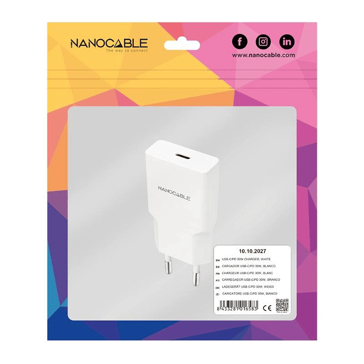 Nanocable Cargador USB-C/PD 30W   Blanco 3