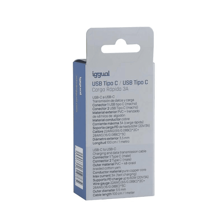iggual Cable USB-C a tipo C 60W 3A 100 cm trenzado 4