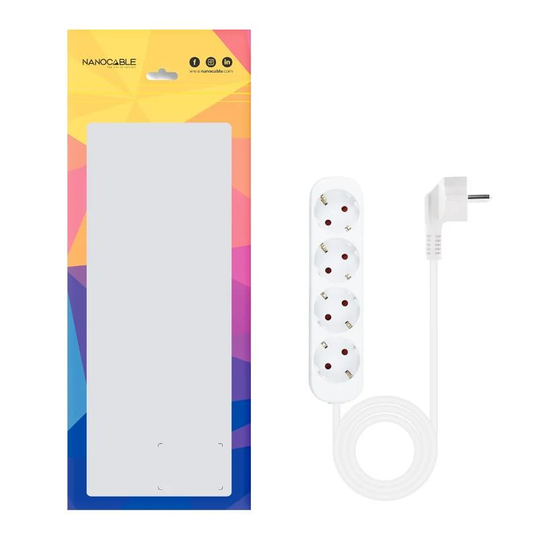 Nanocable Regleta de Enchufes 4 Tomas 1.4 m Blanco 3